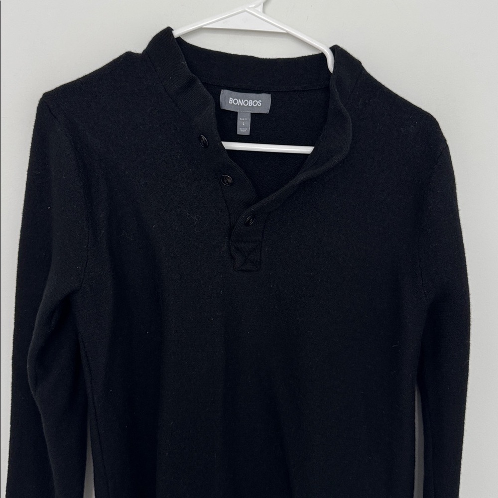 Bonobos Men's 100% Extra Fine Merino Wool Classic Black Sweater - Size S? - Picture 5 of 5